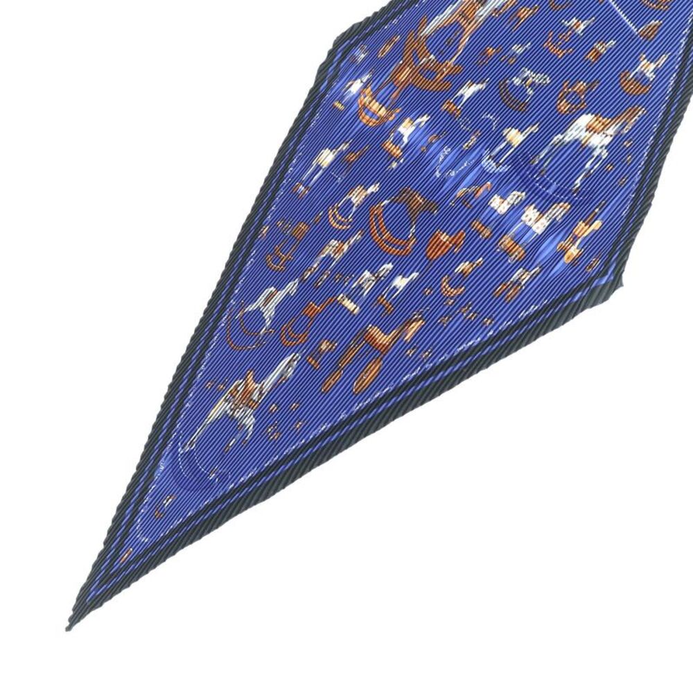 Hermès Blue Rocking Horse Silk Pleated Scarf - Picture 4 of 7